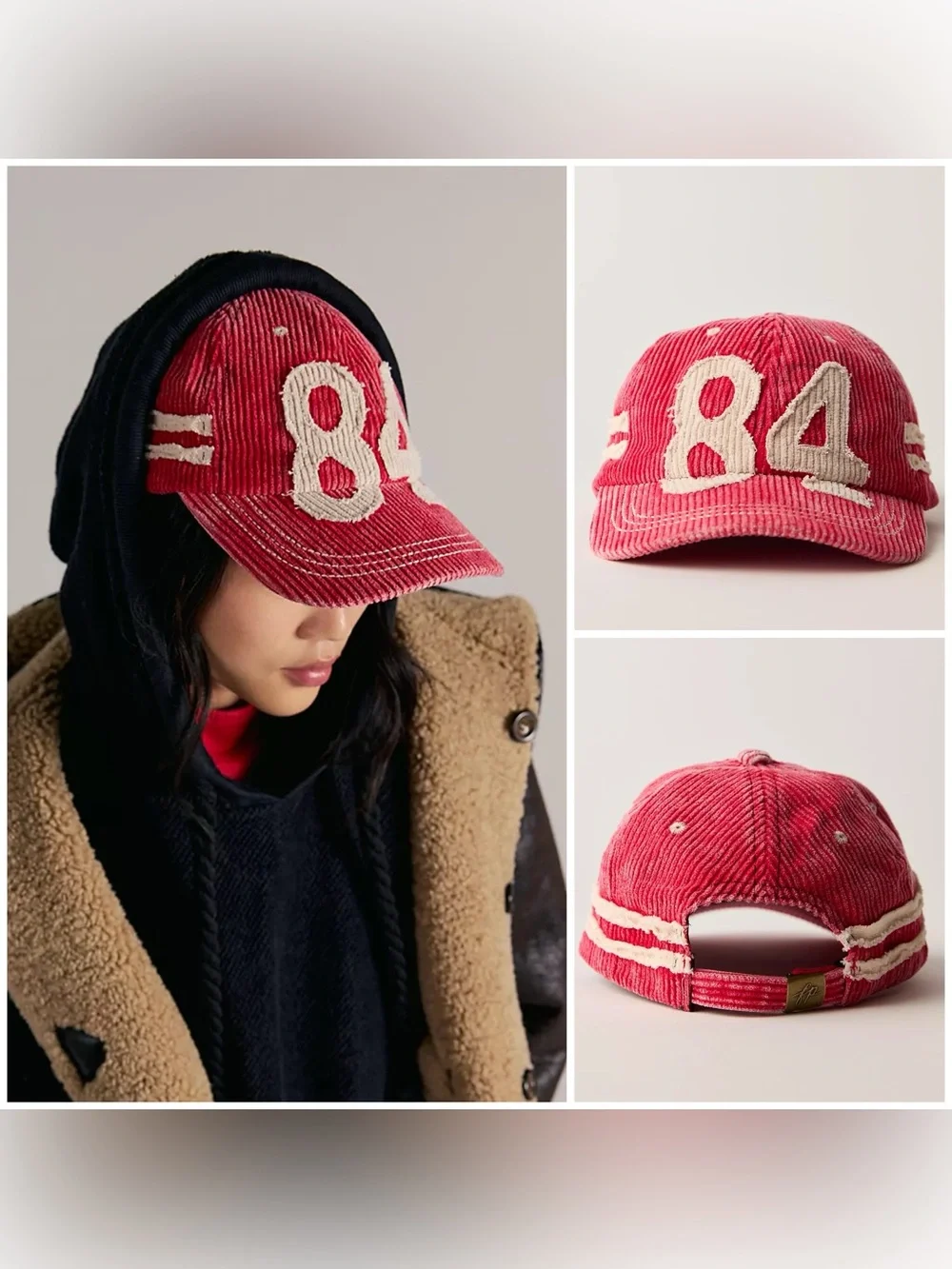 NWT Free People Hollie Varsity Baseball Hat 84 - red - one size OS